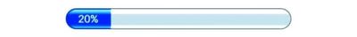 A progress bar showing 20% completion in blue and white.