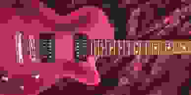 Jade Starr Pink Glitter Guitar Flat.