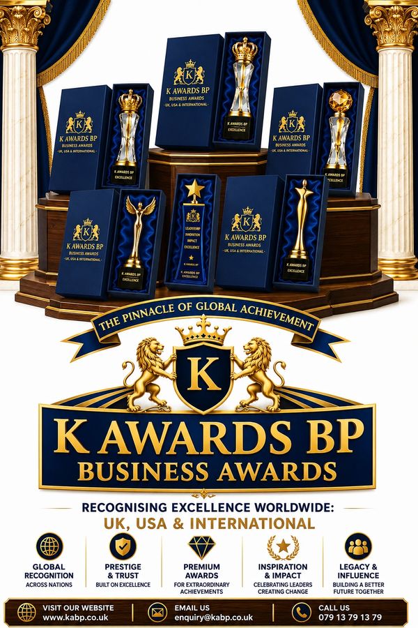 Luxury international business award trophies and recognition awards by K Awards BP, honouring excell
