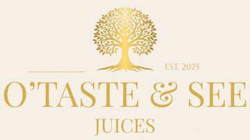 Logo for O'Taste &amp; See Juices with a golden tree.