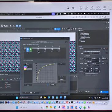 Online training session showing a software interface for color and print management.