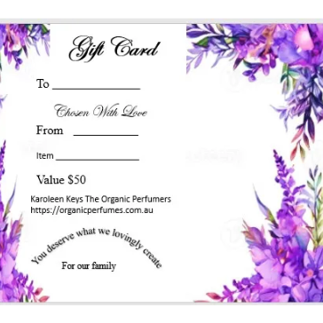 $50 Gift Card Image for Karoleen Keys Organic  Perfumes & Skincare