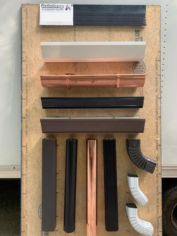 Gutter Styles
5k, 6k, half round, downspouts, Rain Drop Pro Gutter Guard