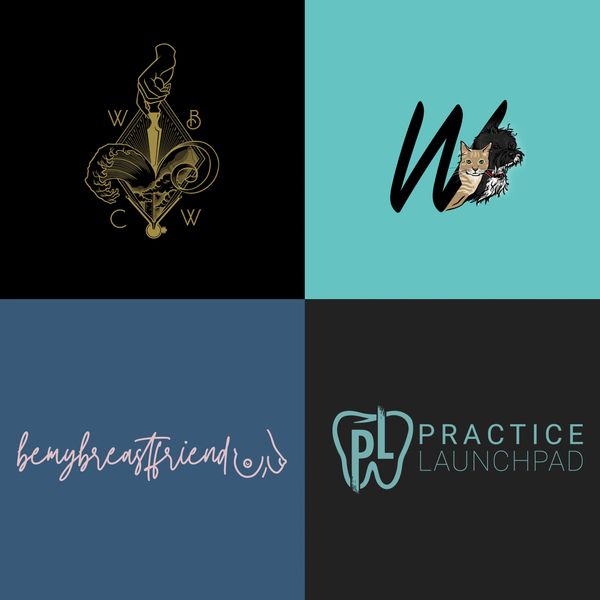 Elegant gold and black logo with a dagger and wave design.