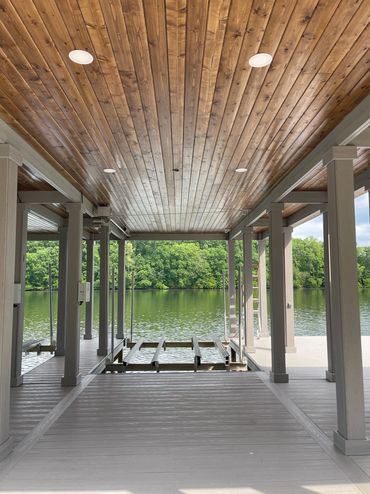 Beautiful Dock with Composite Decking and an aluminum boat lift