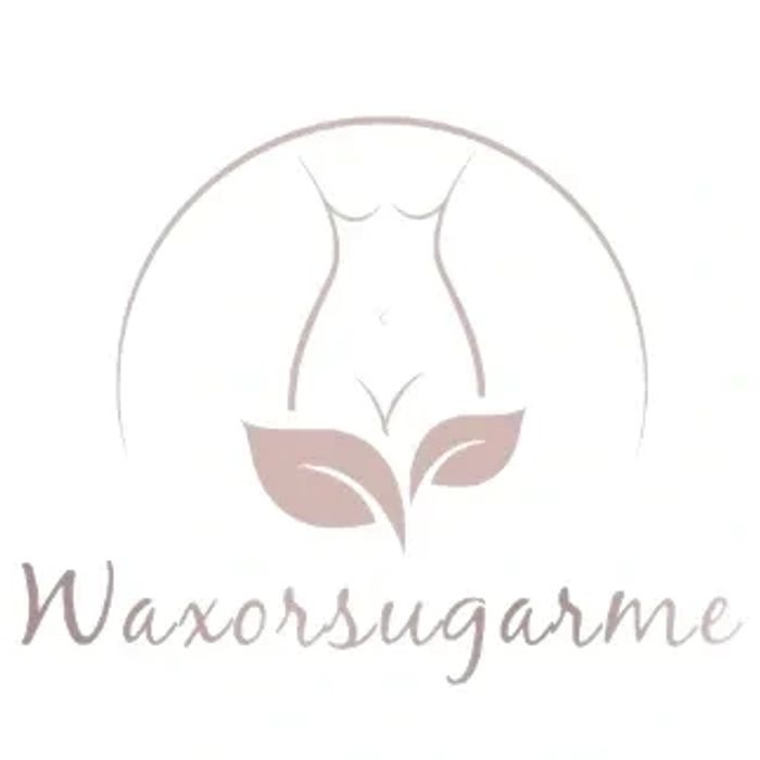 Minimalist logo for Waxorsugarme with feminine silhouette and leaves.