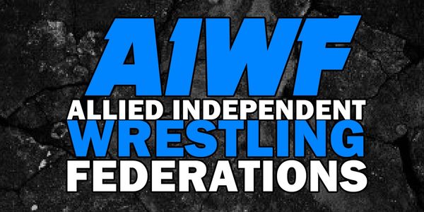 Logo for Allied Independent Wrestling Federations (AIWF) with bold blue and white text.