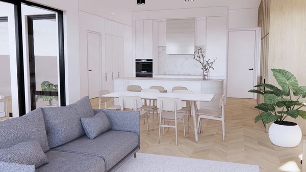 Living and dining areas