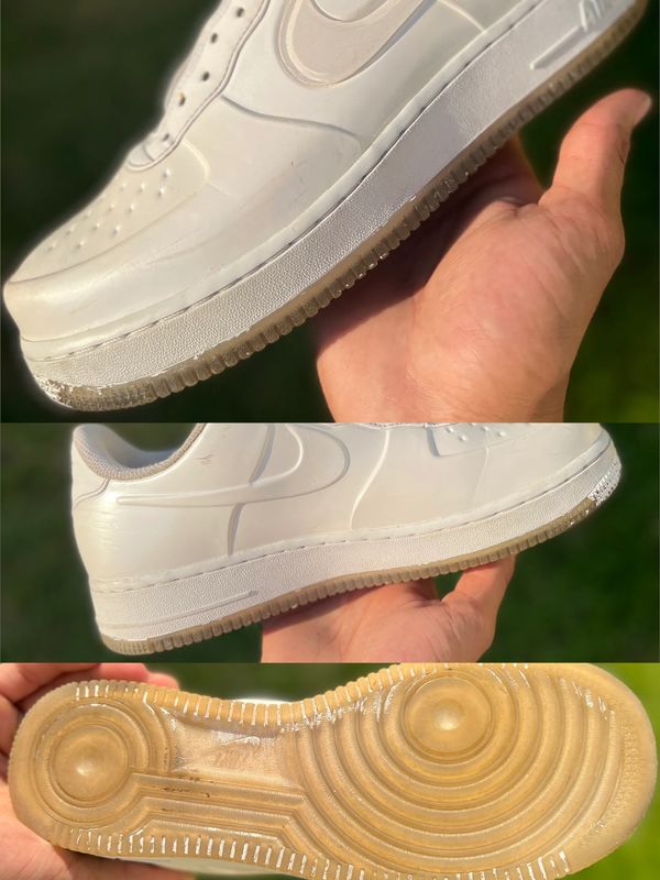 Nike Air Force 1 Foamposite Pro Cup
Triple White (2018 Release) 
Before: 
Basic clean 
Paint removal