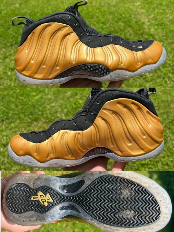Nike Air Foamposite One Metallic Gold (2015 Release) 
Afterwards: 
Basic clean 
Outer sole oxidation