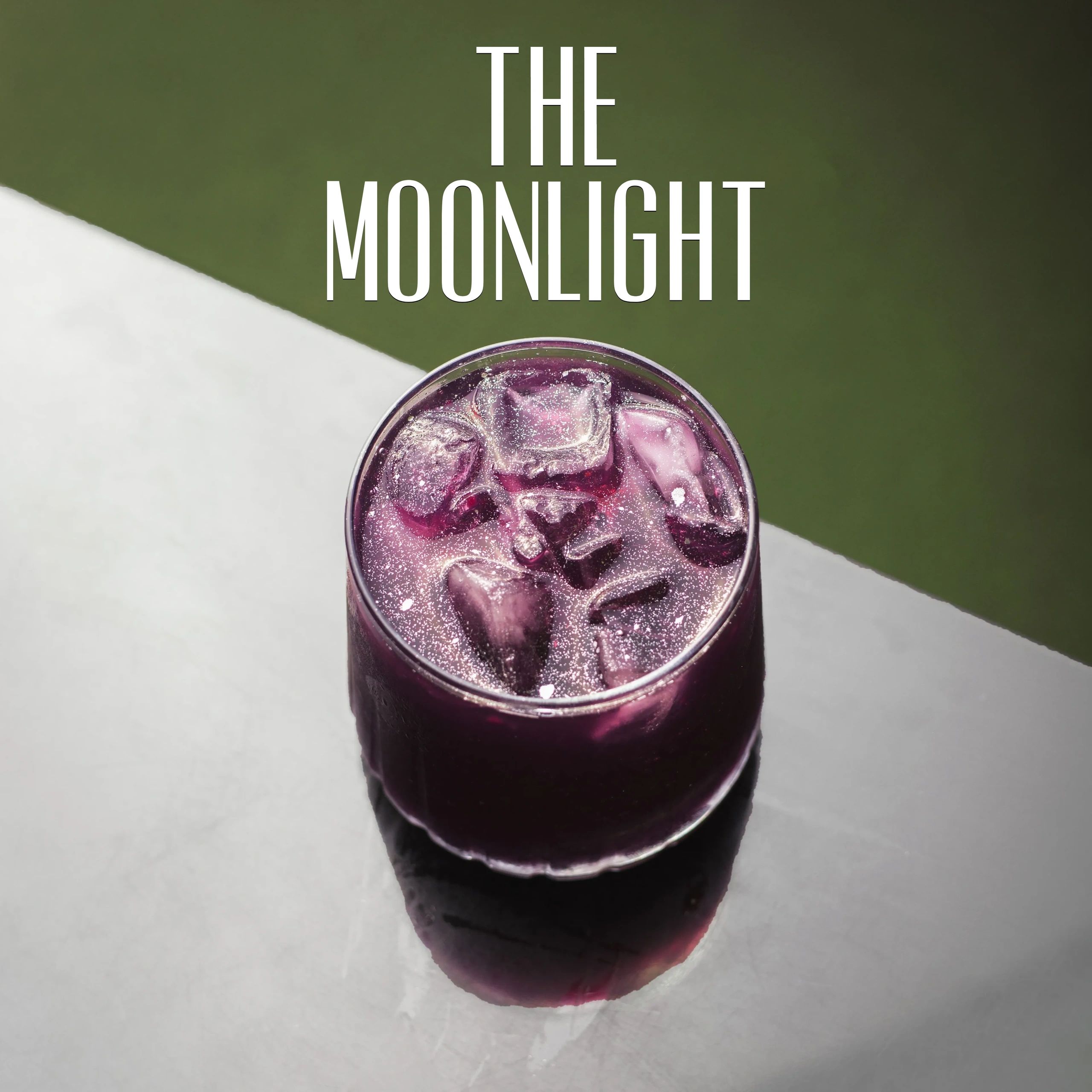 Iced purple drink labeled 'The Moonlight'.