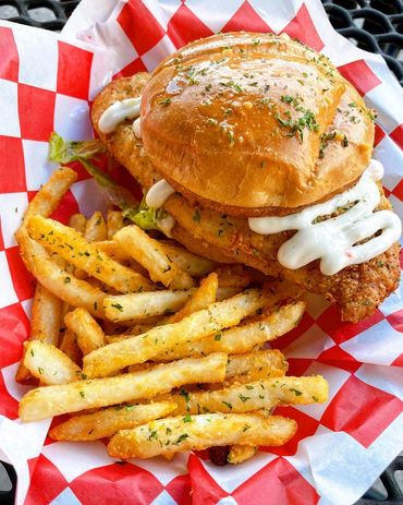 Fried Fish sandwich and french fries