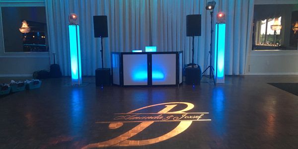 Wedding Setup With Intelligent Lighting And Custom Monogram