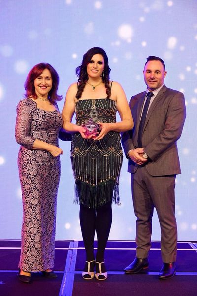 Renae receiving the HESTA Finalist Award for Individual Excellence for Disability Services 2025.