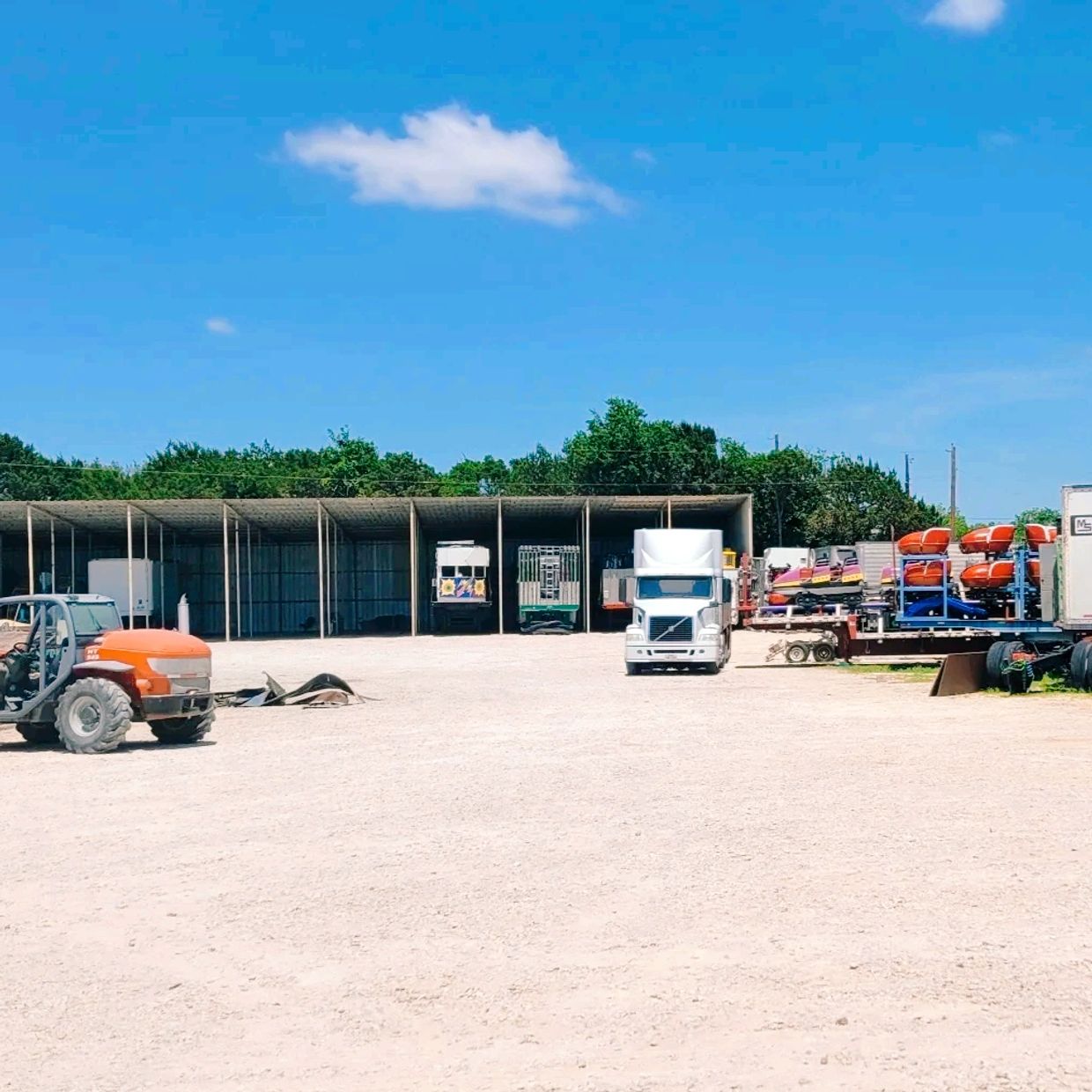 Covered outdoor parking spots.