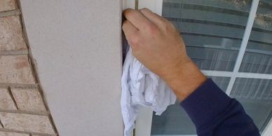 Removal of dirt and debris wil rag and isopropyl alcohol
