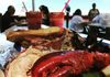 Fresh seafood and Micheladas at the San Pedro Fish Market in Los Angeles