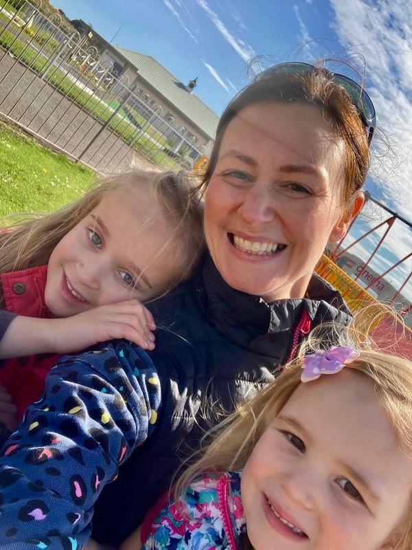 My children and I smiling