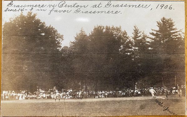 Photo of well-attended Grassmere Park baseball game against Benton team, in 1906.