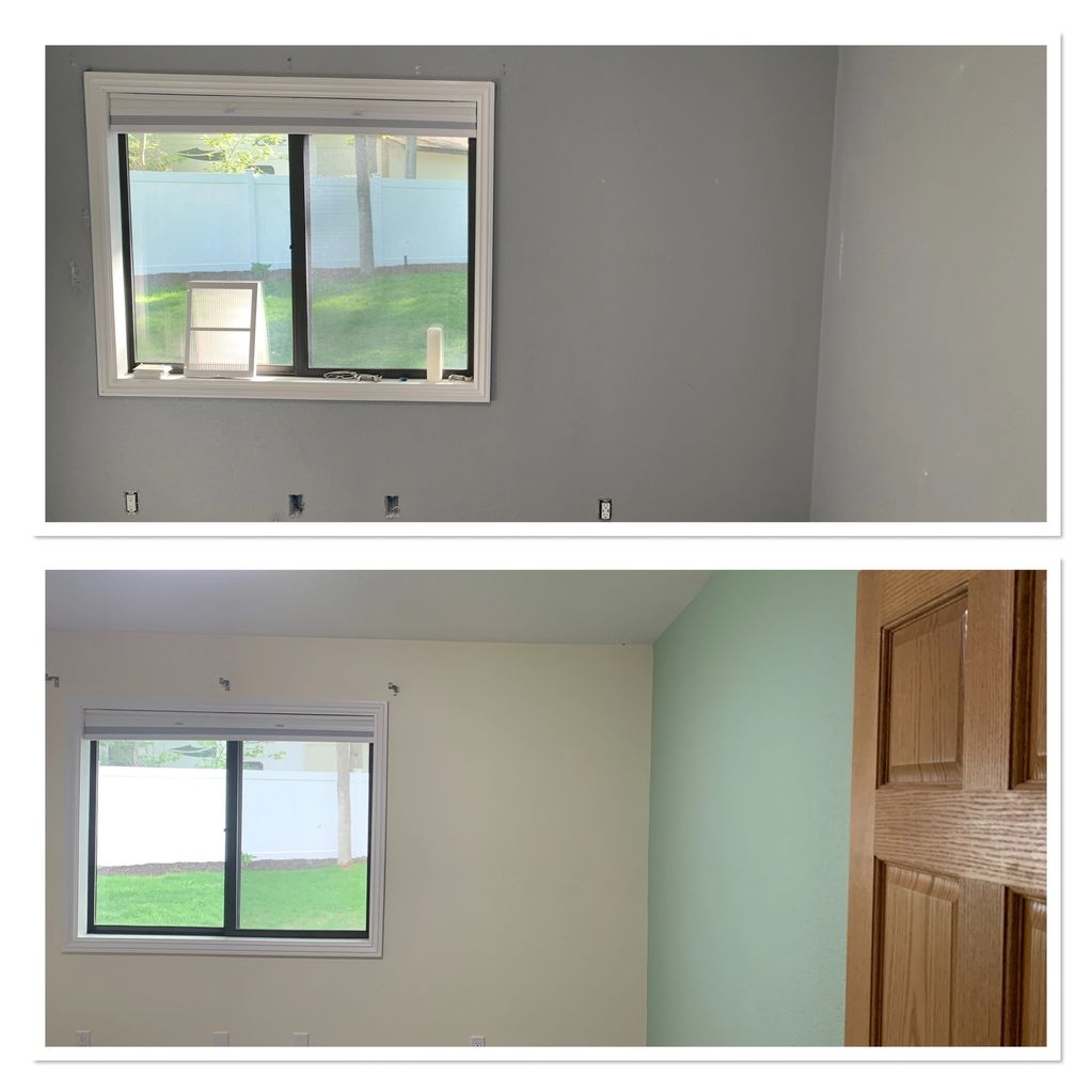 Before and after picture. Accent wall and room painted!