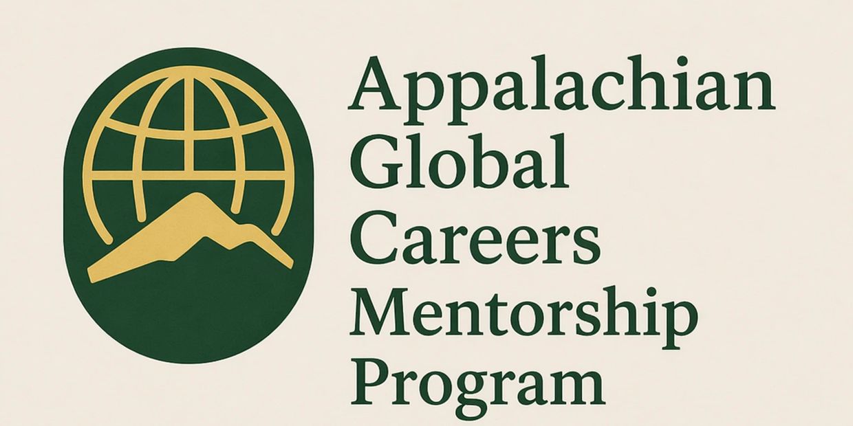 Logo of Appalachian Global Careers Mentorship Program with a globe and mountain design.