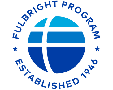 Abstract blue circular shape with geometric design.