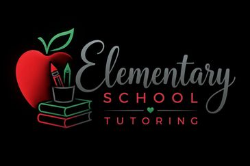 Logo for elementary school tutoring with apple and books.