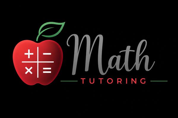 Math tutoring logo with apple and math symbols.