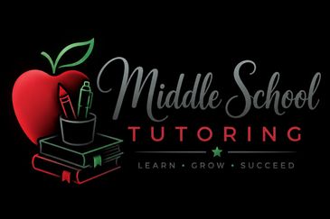 Logo for middle school tutoring with an apple and books.