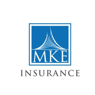Logo for MKE Insurance with geometric design.