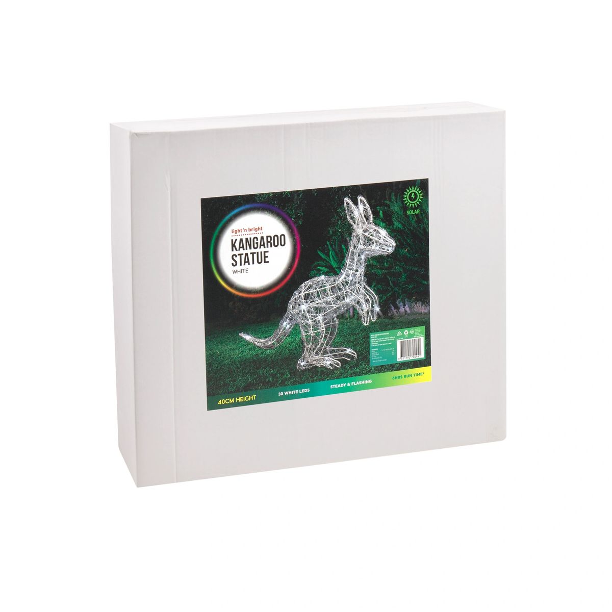 Acrylic Solar Kangaroo WHITE LED Outdoor Garden Christmas 30 Bright Lights