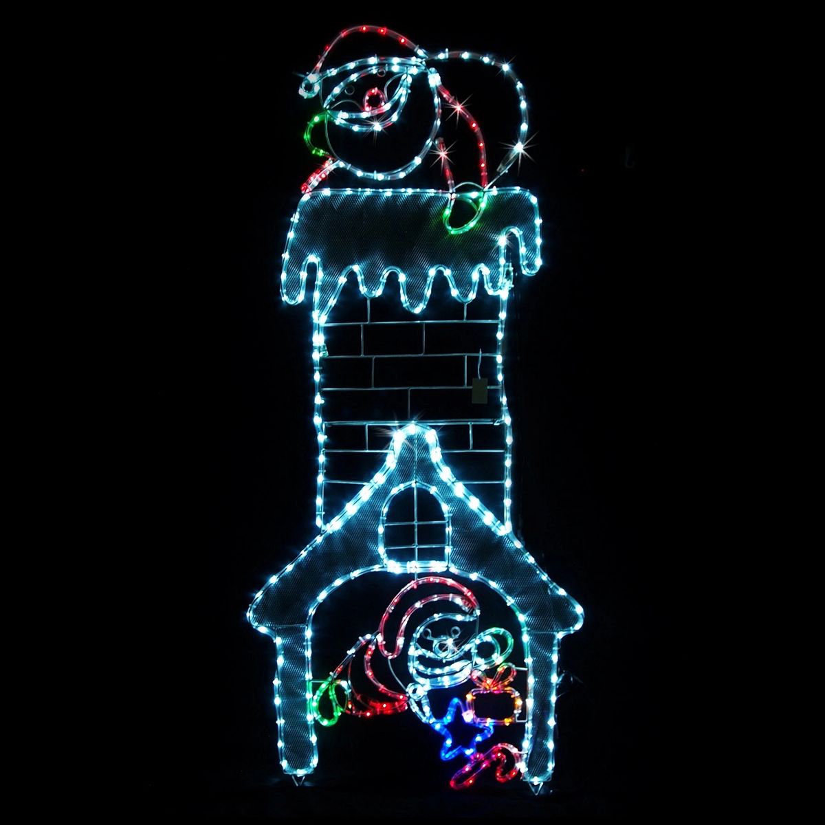 Santa Delivering Presents Flashing UP & DOWN Chimney LED Ropelight
