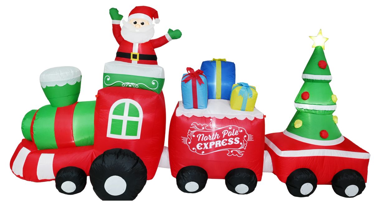 Solar Santa Train AirPower CHRISTMAS Santa Train Outdoor Inflatable LED Lights 3.4m