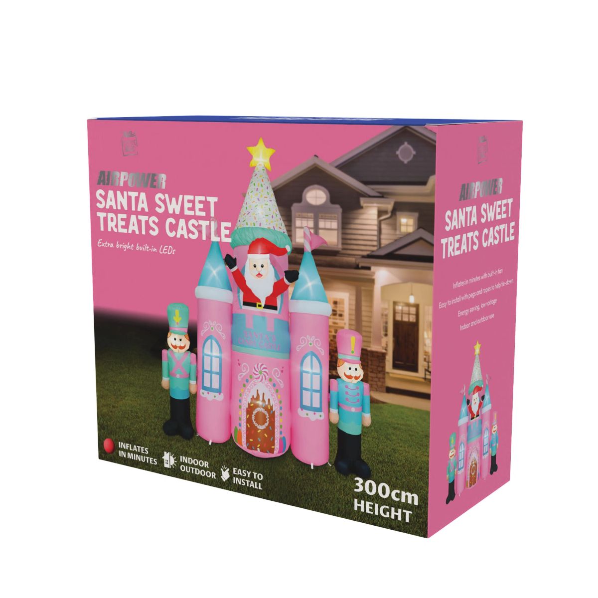 3m Tall Christmas Airpower Candy Castle Inflatable Blow Up LED Lights ...
