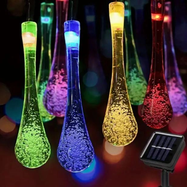 40 MULTI Bubble Tube Drops Christmas Lights Xmas Tree Party Solar LED ...