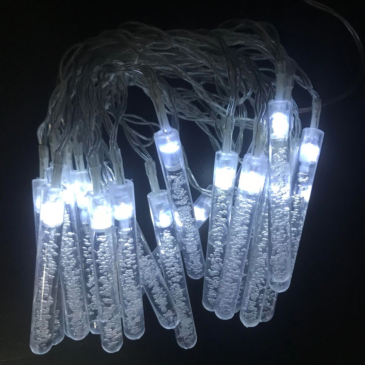 WHITE Bubble Tube Drops Christmas Lights Xmas Tree Party Solar LED Outdoor