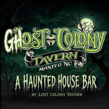 Logo for Ghost Colony Tavern, a haunted house bar in Manteo, NC.