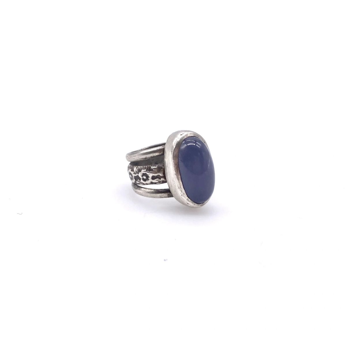 Abyssinian Blue Chalcedony Silver Ring