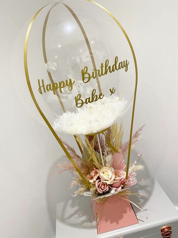 Feather Balloon & Dried Pampas Floral Arrangement 