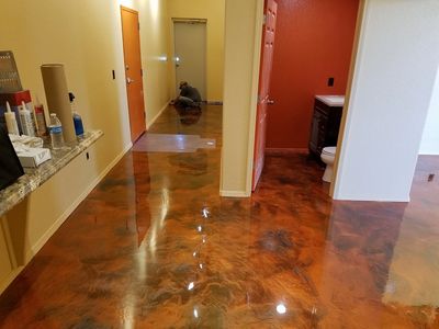Metallic epoxy two tone floor perfect for commercial use 