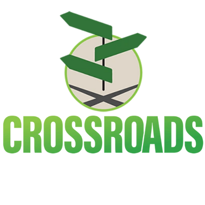 The AWG Crossroads logo with green street signs over the word “crossroads.”