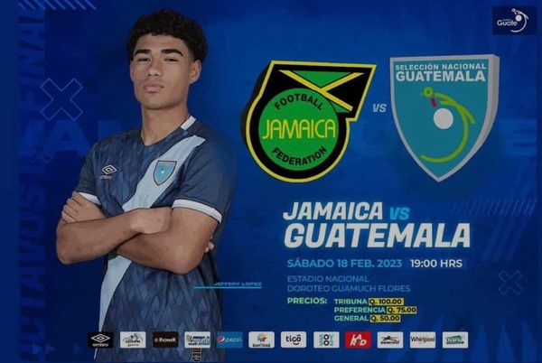 Promotional image for Jamaica vs Guatemala football match on February 18, 2023.