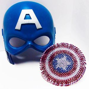 Image from NebulaDraconian - blue helmet with an A, next to a mini red white and blue maille shield