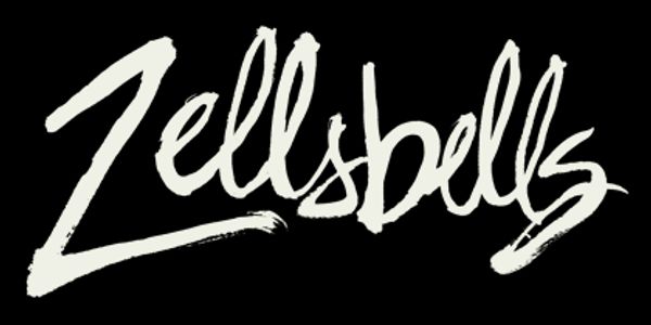 Zellsbells logo - black and white semi script text