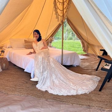 Stay in one of our rustic canvas tents at Lacasa Ranch Weddings and Events. 