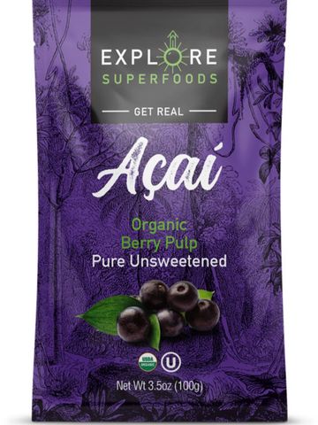 La pulpa de açaí pura sin azúcar de Explore Superfoods es el producto base para todas las creaciones