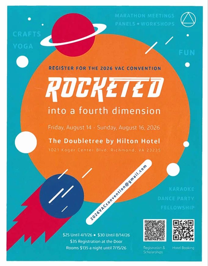 2026 VAC Convention poster with space theme and event details.