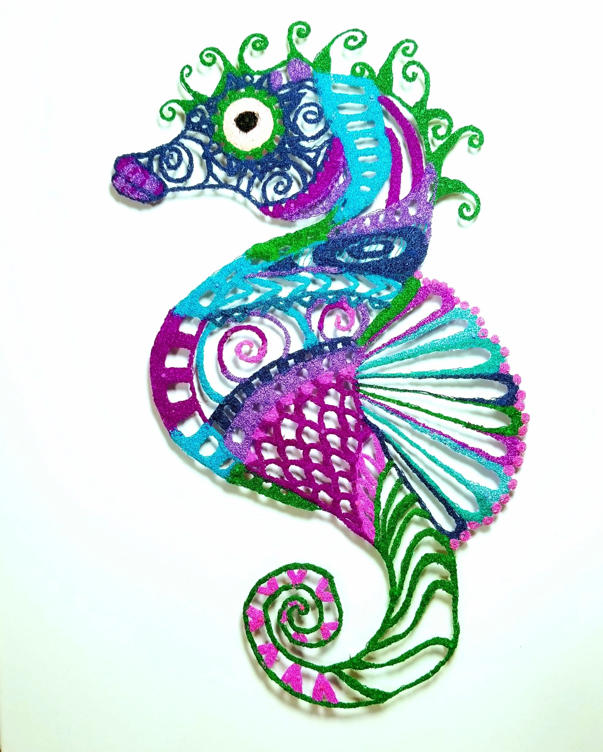 Free Hand Machine Embroidery Seahorse