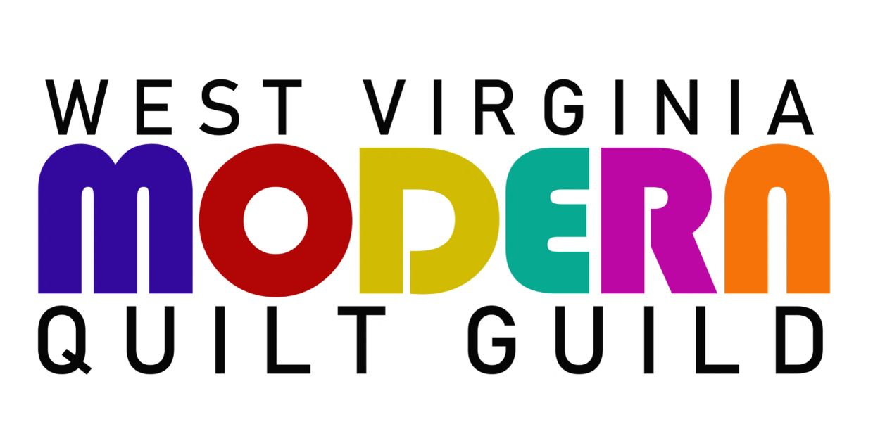 Logo of West Virginia Modern Quilt Guild with colorful modern typography.