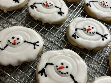 Melting snowman sugar cookies. 
